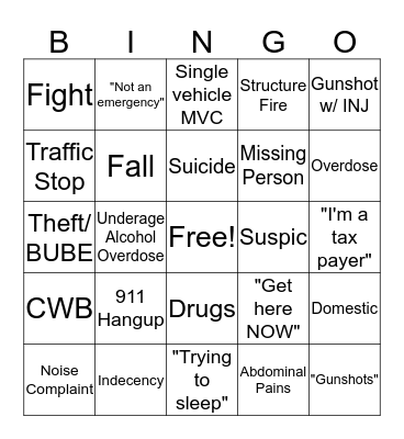 911 New Years BINGO Card