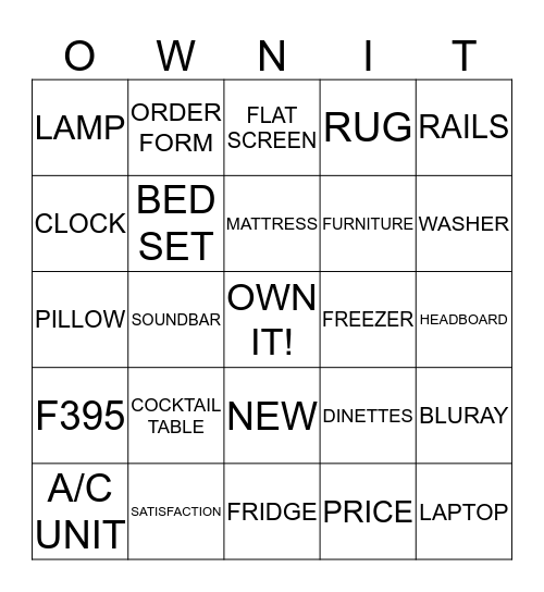 OWN IT! BINGO Card