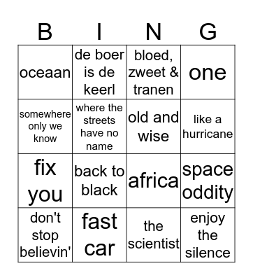 Oud & Nieuw 2019 Bingo Card