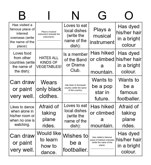MS Chapel Human Bingo! Bingo Card