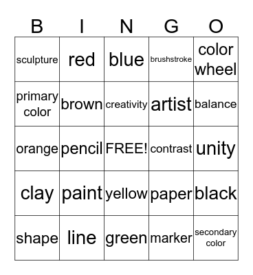 Art Bingo Card