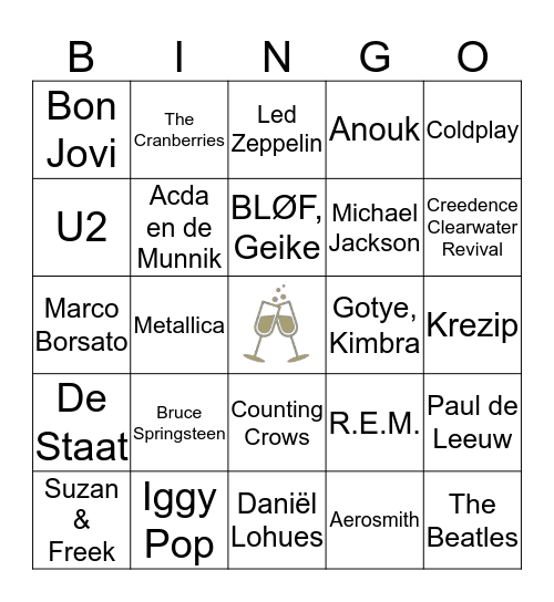 Muziekbingo 2019 - 2020 - TOP2000 - deel 1 Bingo Card
