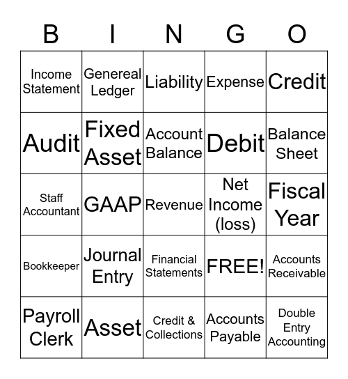 Accounting & Finance Terms Bingo Card
