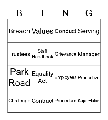 The Springfield Project  - Code of Conduct Bingo Card