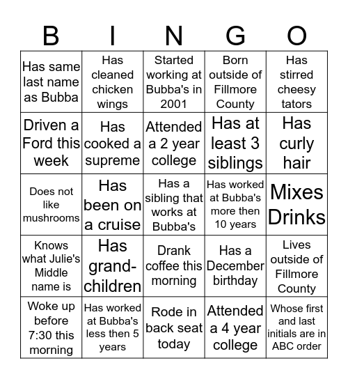 Bingo Card