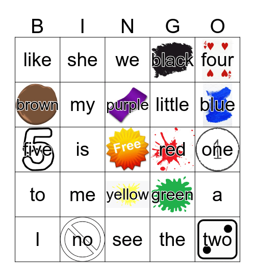 Sight Word Bingo Card