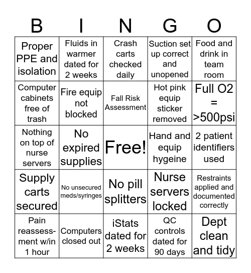 Joint Bingo Card