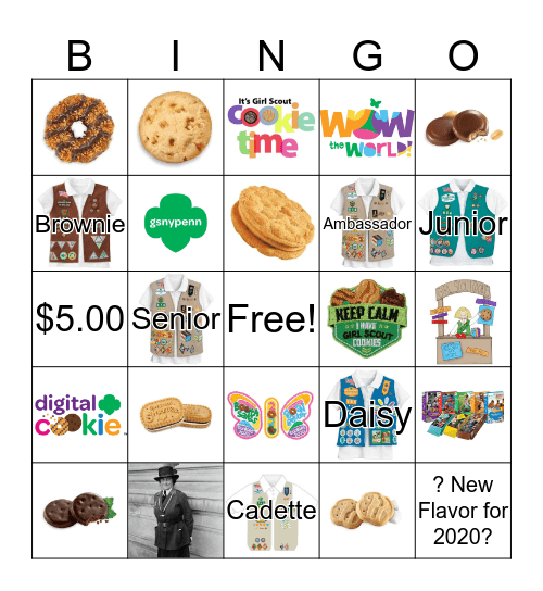 Girl Scout Cookie Time Bingo Card