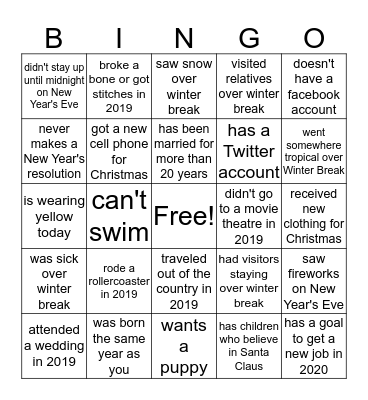 Find Someone who... Bingo! Bingo Card