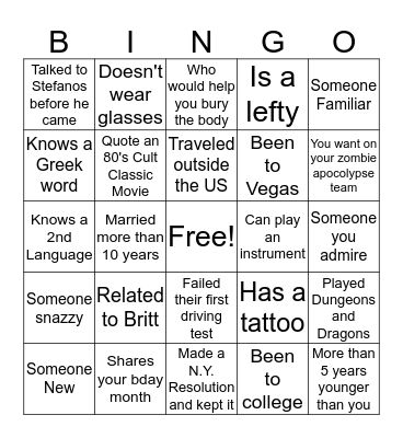 Wedding Bingo Card