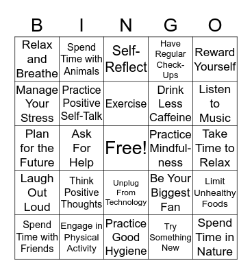 Self-Care Bingo Card