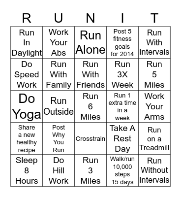 January 2014 BINGO Challenge Bingo Card