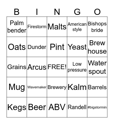 Big Storm BeerGo Bingo Card