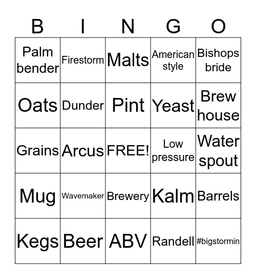 Big Storm BeerGo Bingo Card