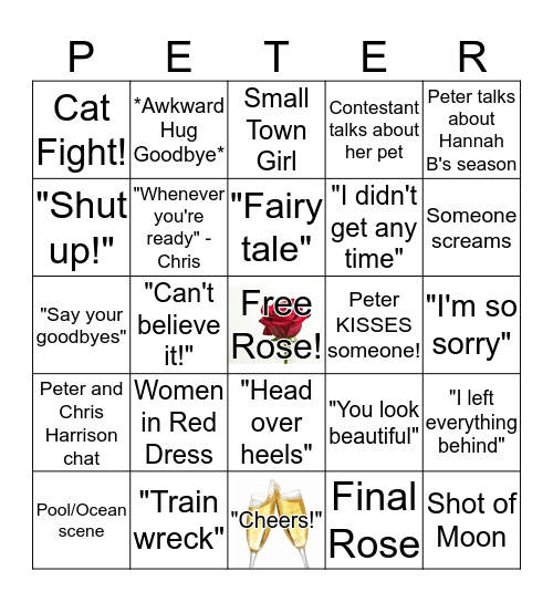 Bachelor Bingo Card