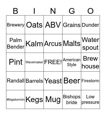Big Storm BeerGo Bingo Card