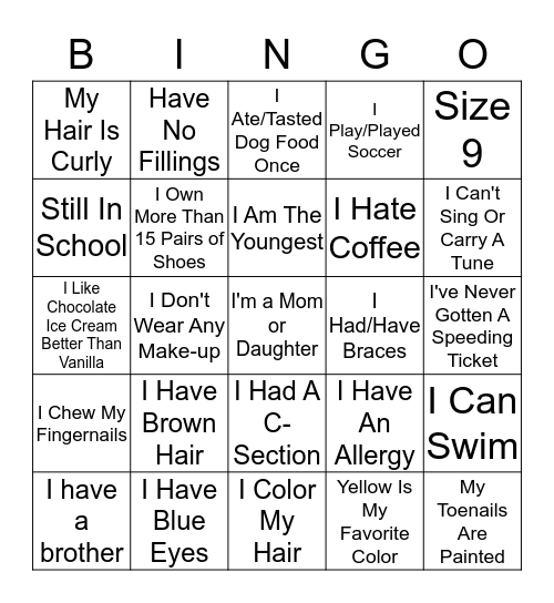" GIRLS RULE ! " Bingo Card
