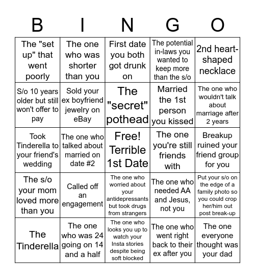 2010's Dating BINGO! Bingo Card