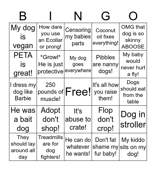 Furmom  Bingo Card