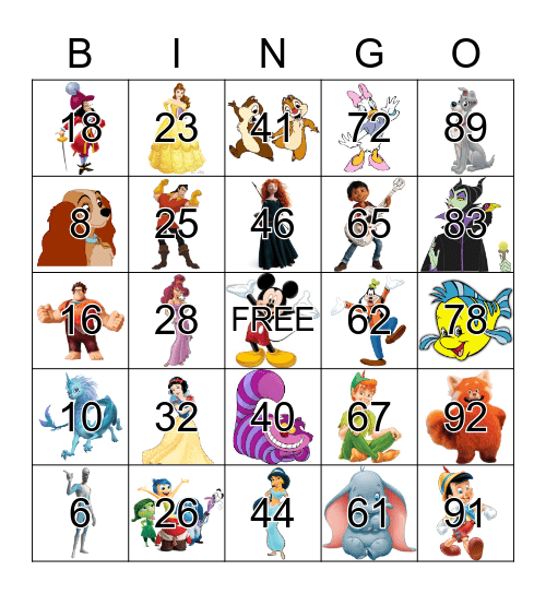 Disney Bingo Card
