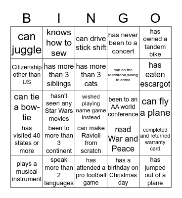Bingo Card