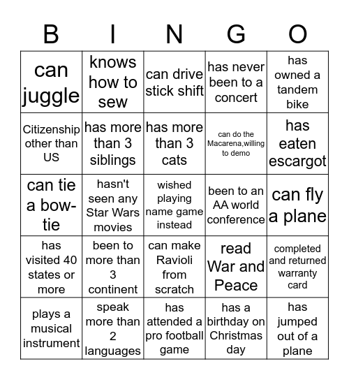 Bingo Card