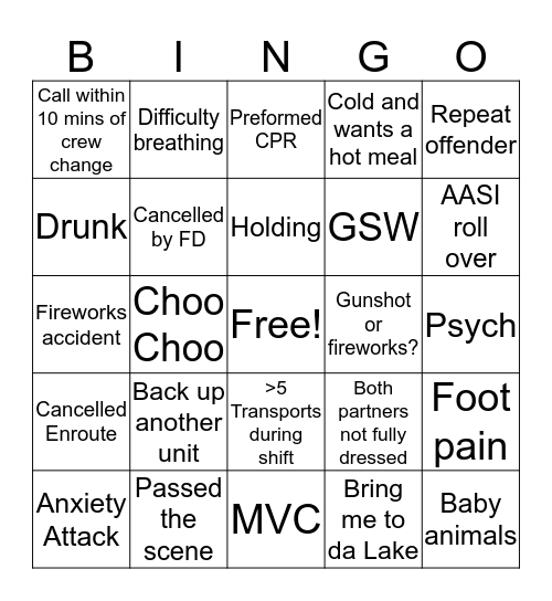 EMS BINGO Card