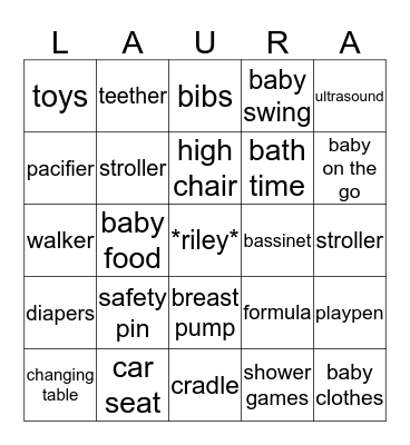 Baby Shower BINGO! Bingo Card