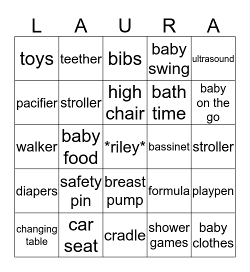 Baby Shower BINGO! Bingo Card