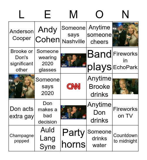 Drunk Don Lemon NYE Bingo Card