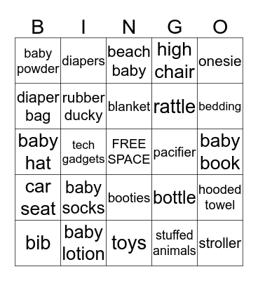 Laura's Baby Shower Bingo Card