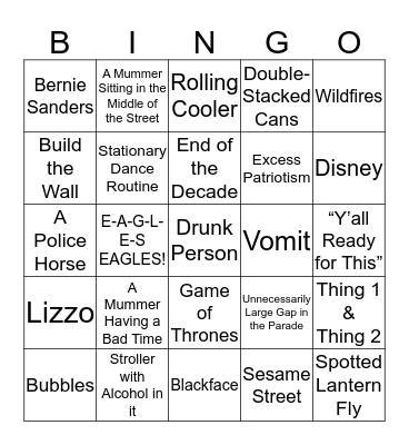 Mummers  Bingo 2019 Bingo Card