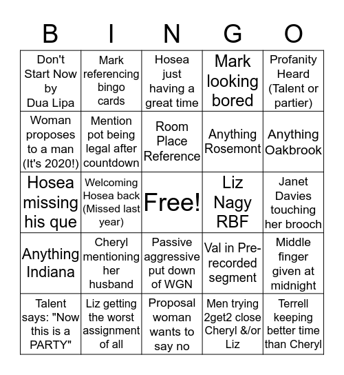 ABC #CountdownChicago Bingo Card