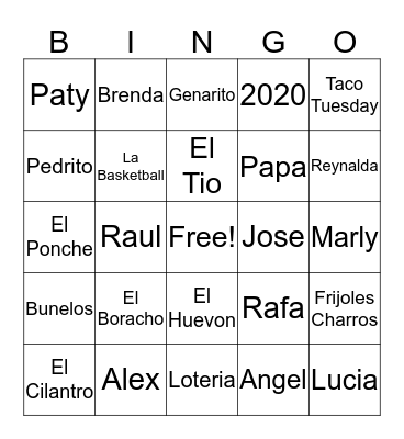 2020  Bingo Card