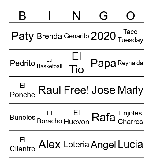 2020  Bingo Card