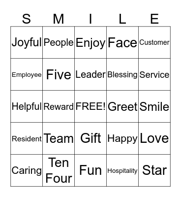 Smile and Greet Bingo Card