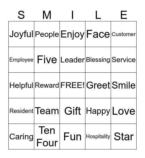 Smile and Greet Bingo Card