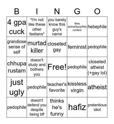 FAST UNIVERSITY STUDENT BINGO Card