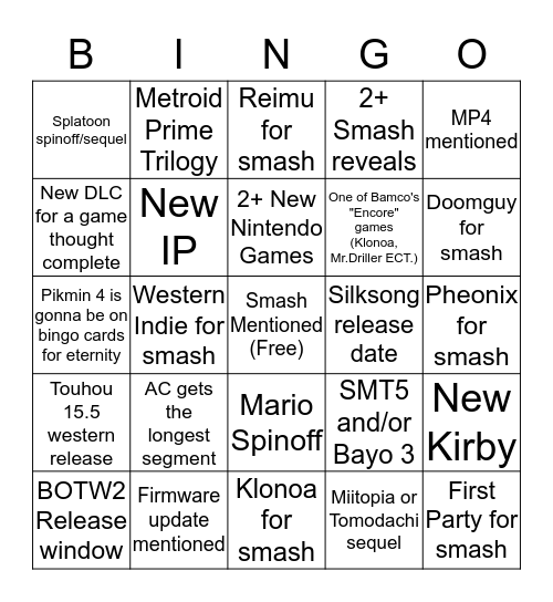 Untitled Bingo Card