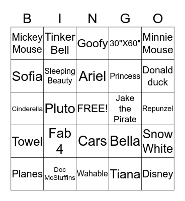 Disney Bingo Card