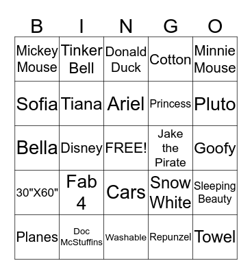 Disney Bingo Card