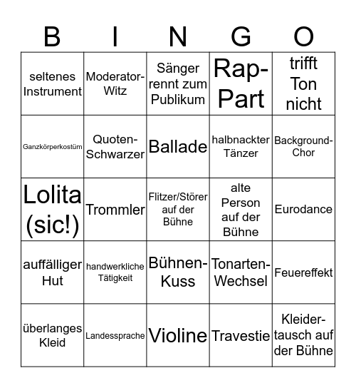 ESC-Bingo Card