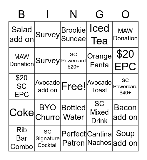 D&B server Bingo Card