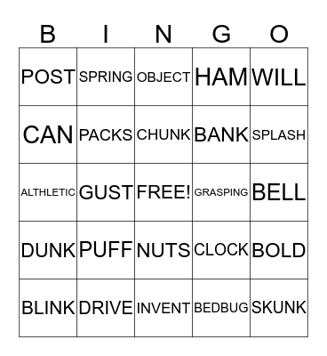 WORD BINGO Card