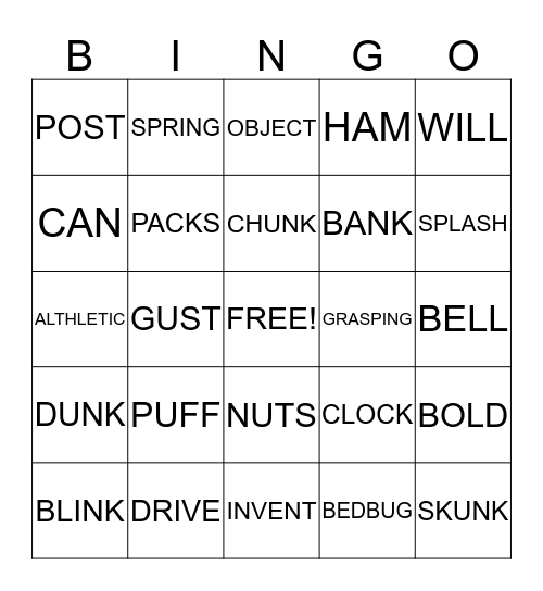 WORD BINGO Card