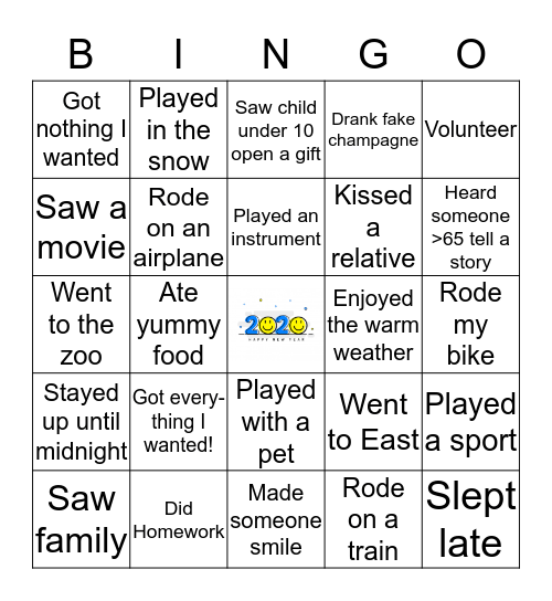 Welcome Back Bingo Card