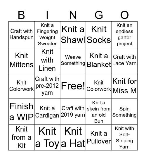 2020 Bungo Bingo Card