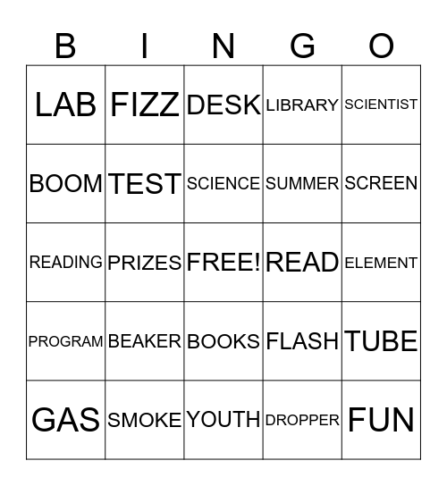 FIZZ, BOOM, READ! Bingo Card