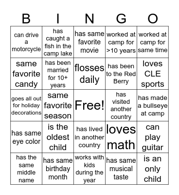 Find someone who... Bingo Card