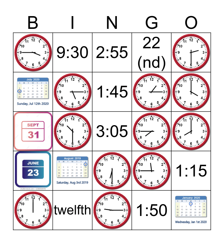 Time Bingo Card